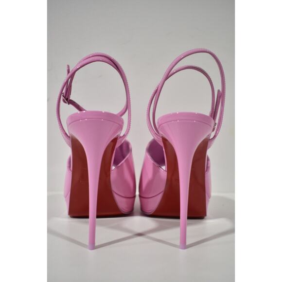 Christian Louboutin Miradona 120 Pink Patent Ankle Strap Sandal Heel Pump 37.5 - Picture 11 of 12